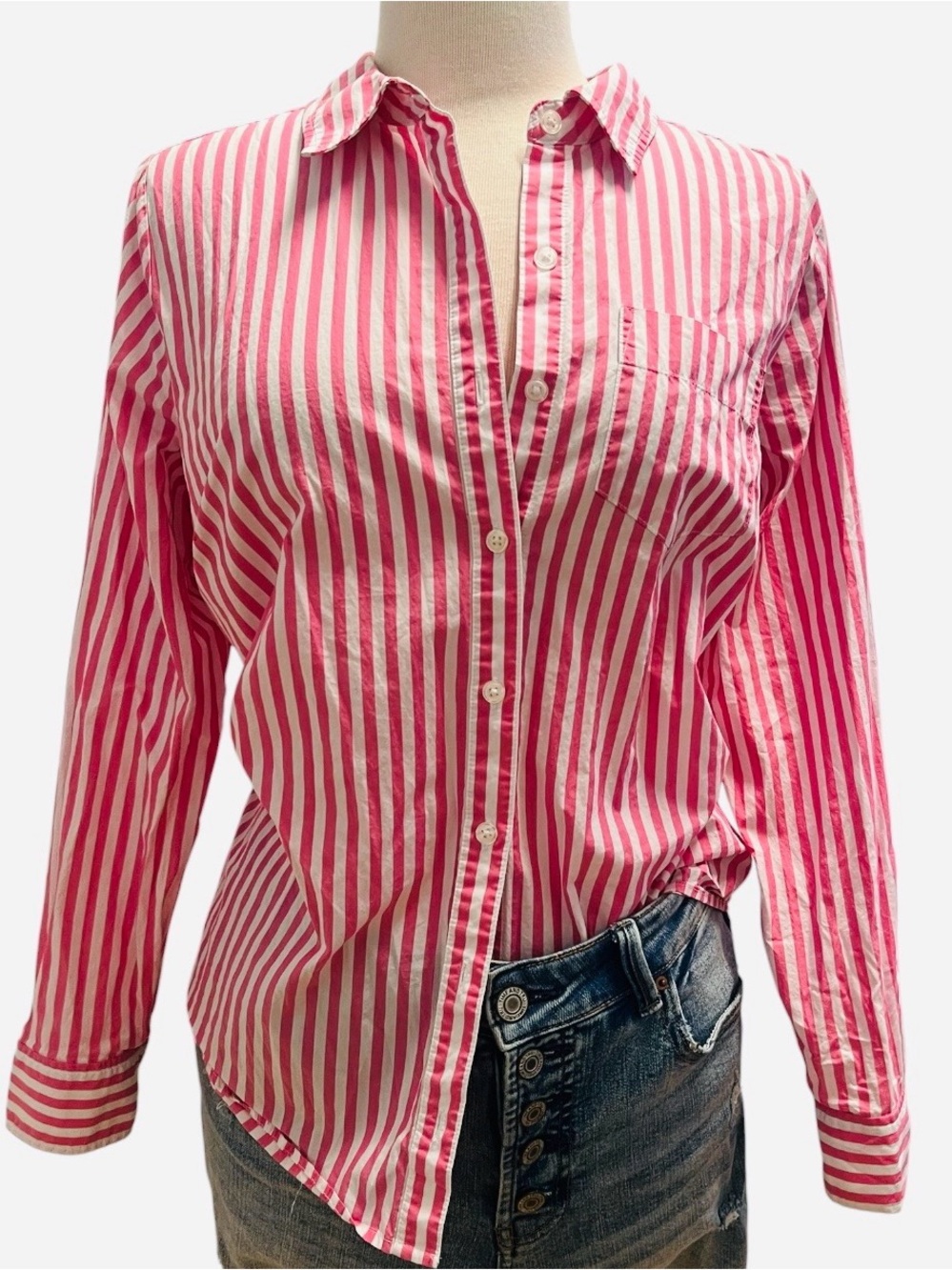 ON . 34th PLUS SIZE 1X -Pink Striped Button-Down Shirt - Women's Top